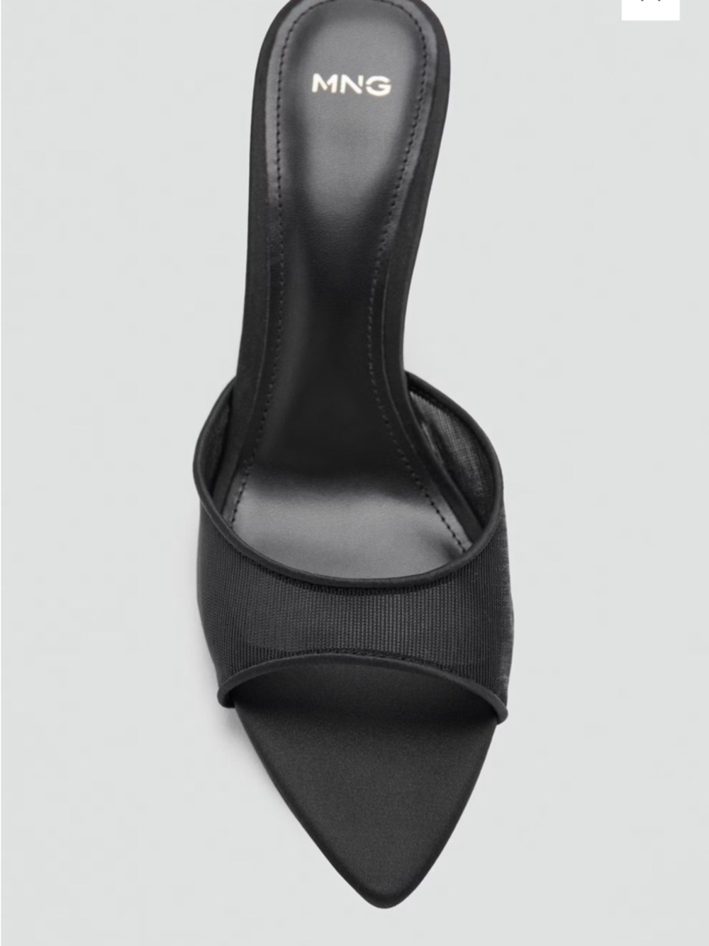 Mango Black Mesh Open-Toe Slide Heels - Picture 4 of 7